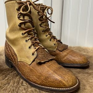 90s Justin 360 Cheyenne Leather Roper Boots 7 Vintage